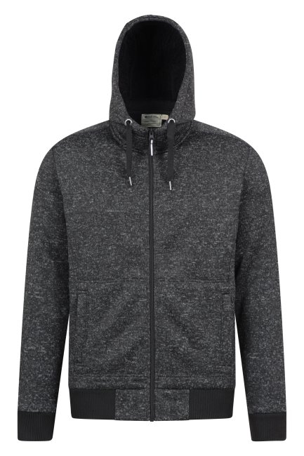 Hete Gitzwarte Mountain Warehouse Nevis Fleece Gevoerde Hoodie Voor Heren