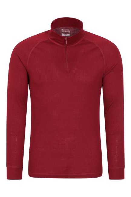 Mountain Warehouse Originele Talus Heren Top Met Lange Mouwen En Rits Aan De Hals Rood