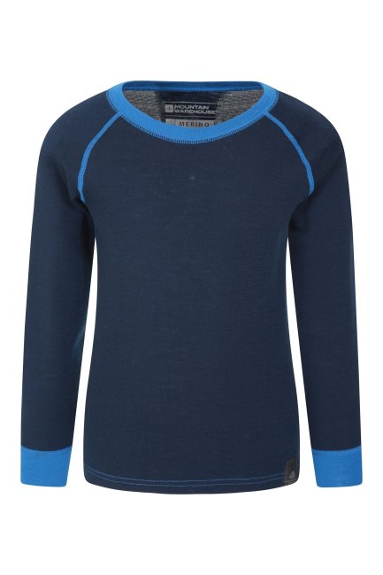 Mountain Warehouse Collection Merino Kinder Ondershirt Met Ronde Hals Blauw