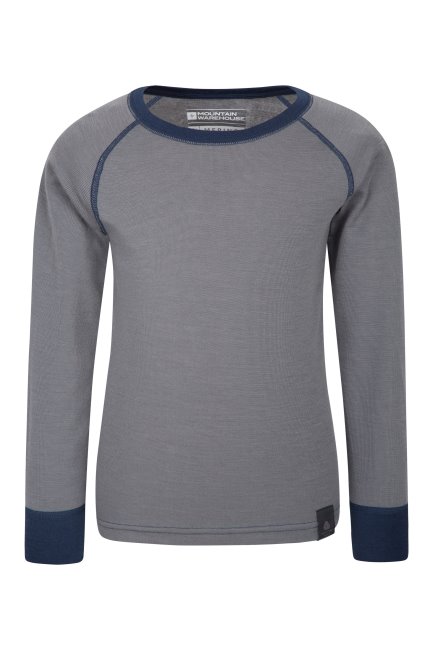 Merino Kinder Ondershirt Met Ronde Hals Top Fashion Grey Mountain Warehouse