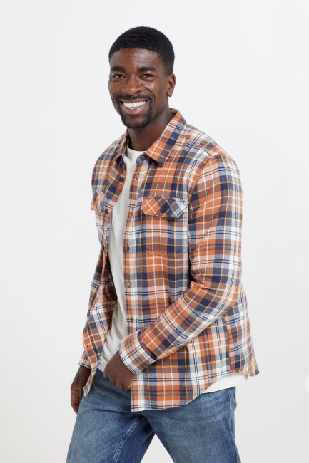 Trace Heren Flanellen Overhemd Met Lange Mouwen Mountain Warehouse Orange Hot