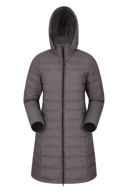 Donkergrijze Lange Donzen Gewatteerde Damesjas Mountain Warehouse Fashion