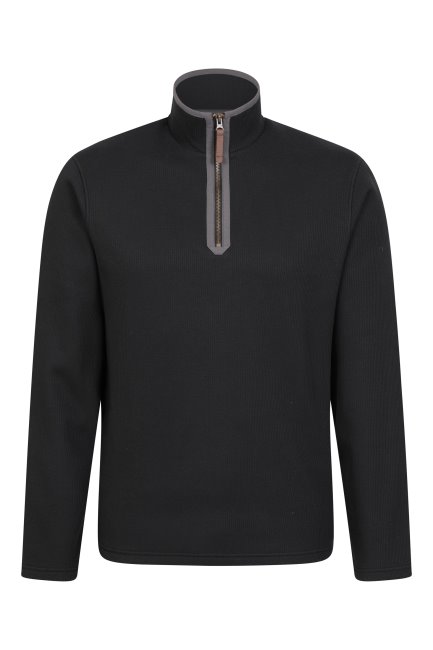 Mountain Warehouse Beta Contrast Heren Zip-neck Top Origineel Zwart
