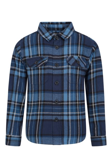 Donkerblauw Flanellen Kinder Geruit Overhemd Van Het Merk Mountain Warehouse