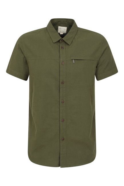 Coconut Slub Texture Heren Shirt Met Korte Mouwen Mountain Warehouse Fashion Kaki