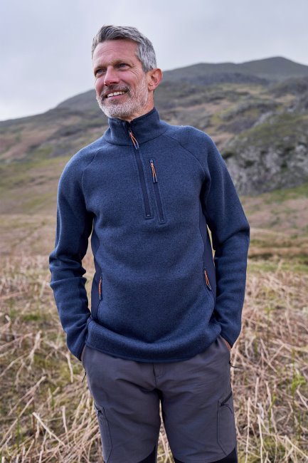 Hot Mountain Warehouse Treston Heren Fleece Met Halve Rits Marineblauw