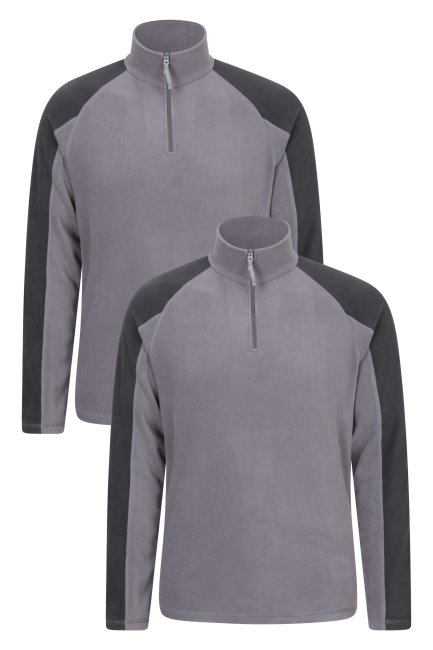 Donkergrijze Mountain Warehouse Ashbourne Heren Fleece 2-pack Met Halve Rits Origins