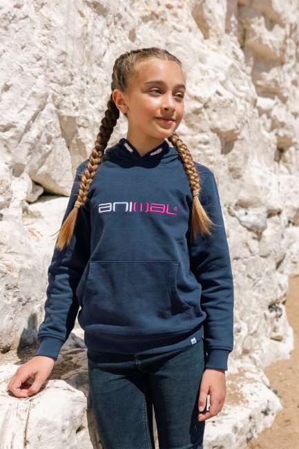 Marineblauwe Dieren Ella Biologische Hoodie Voor Kinderen Hot Mountain Warehouse