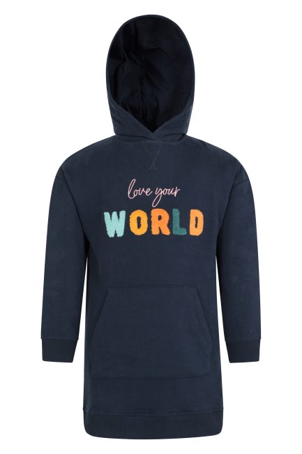 Reis Organische Kinder Hoodie Jurk Hot Navy Mountain Warehouse