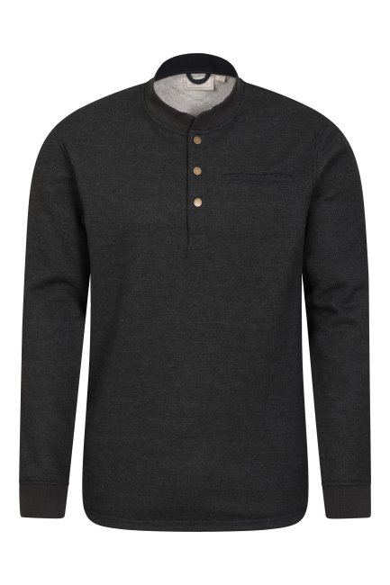 Collections Dawson Heren Fleece Gevoerde Henley Top Mountain Warehouse Charcoal