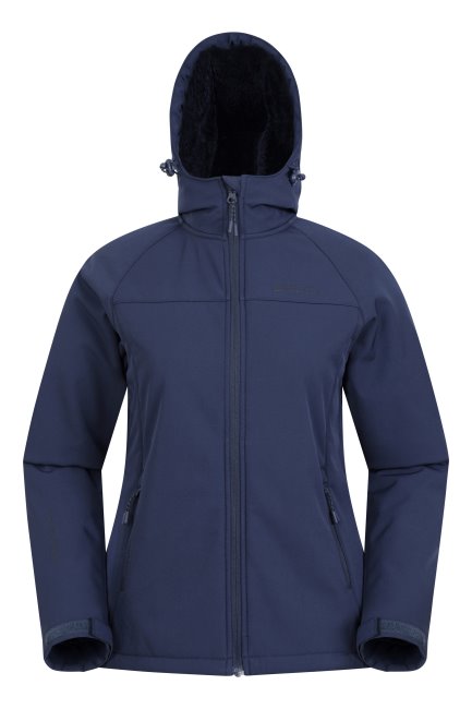 Mountain Warehouse Brands Donkerblauwe Arctic Dames Waterafstotende, Met Bont Gevoerde Softshell