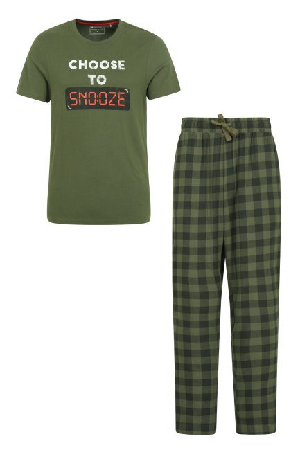 Heren Extra T-shirt Pyjama Set New Mountain Warehouse Donkergroen