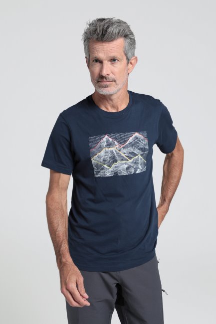 Navy Contour Mountain Heren Biologisch T-shirt Mountain Warehouse Origins