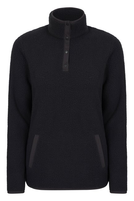 Mountain Warehouse Brands Incline Recycled Dames Fleece Met Knoophals Zwart