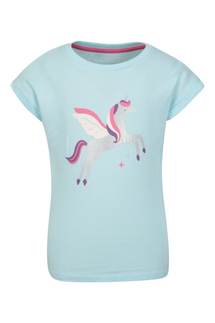 Bergmagazijn Roze Kinderen Organische Glitter Eenhoorn Tee Mode