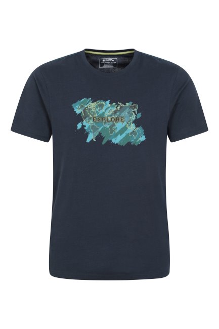 Navy Hot Explore The World Heren Biologisch T-shirt Bergmagazijn