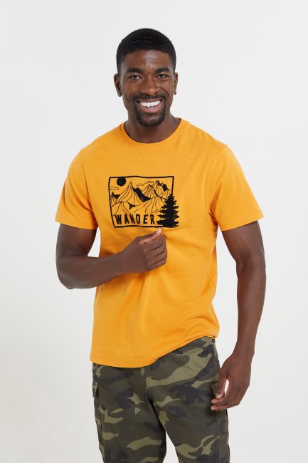 Dwalen Landschap Heren Biologisch T-shirt Bergmagazijn Beste Mosterd