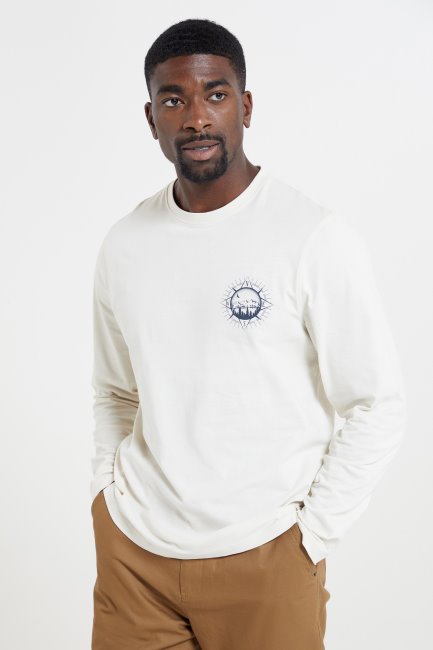 Brand Mountain Warehouse Compass Heren Bio T-shirt Creme