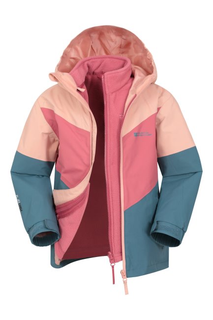 Mountain Warehouse Donkerroze Collectie Lightning Ii Kids 3 In 1 Waterdichte Jas