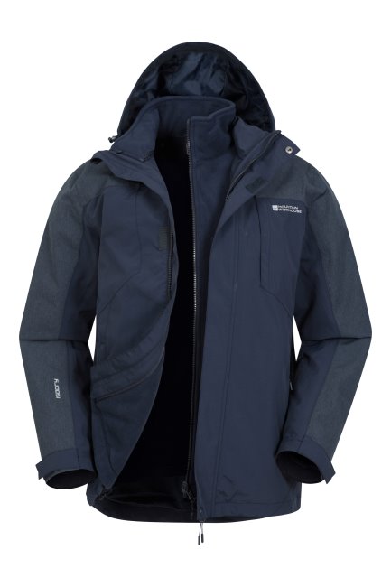 Hot Navy District Extreme Heren 3 In 1 Waterdichte Jas Mountain Warehouse
