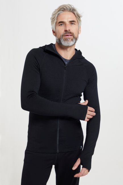 Bergmagazijn Hete Zwarte Merino Heren Hoodie