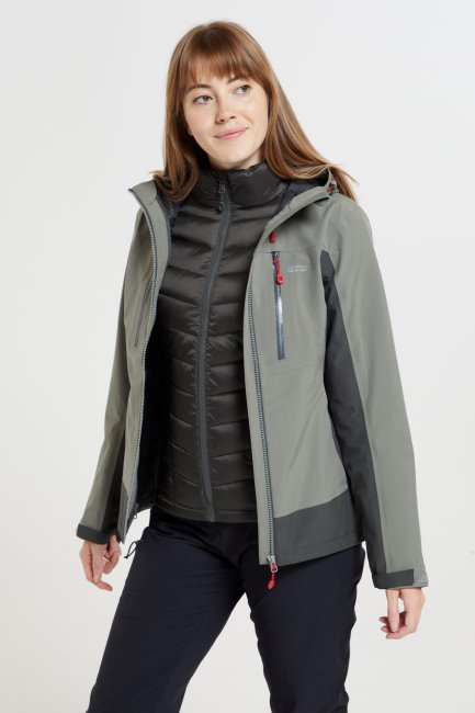 Edge Extreme Dames 3 In 1 Waterdichte Jas Kaki Mountain Warehouse Brand