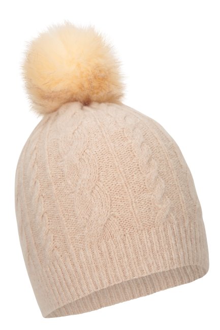 Fashion Beige Mountain Warehouse Veren Kabel Uitgebreide Dames Beanie