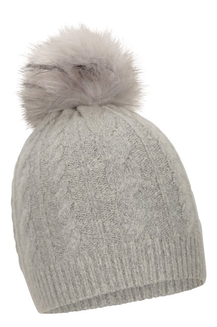 Mountain Warehouse Veren Kabel Uitgebreide Dames Beanie Grijze Collectie