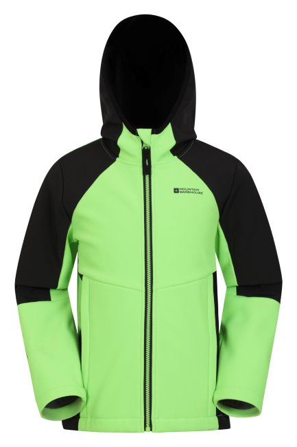 Mountain Warehouse Elektrische Softshell Jacks Voor Kinderen, Collectie Lime-punch