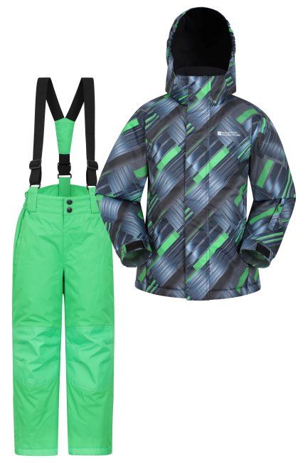 Mountain Warehouse Kids Geprinte Ski Jas & Broek Set Donkergroen Origin