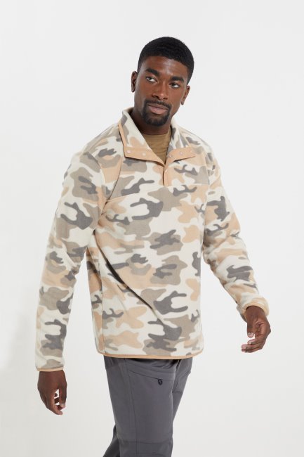 Camouflage Bos Heren Fleece Met Knoopsluiting Merken Mountain Warehouse