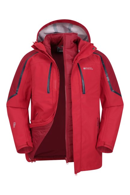 Mountain Warehouse Donkerrood Fashion Zenith Extreme Iii Heren 3-in-1 Jas