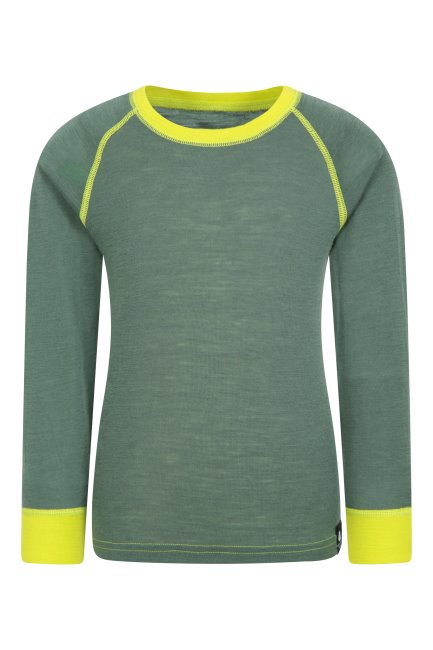 Merino Ii Kinder Ondershirt Met Ronde Hals Kaki Original Mountain Warehouse