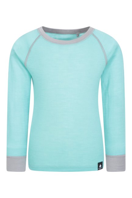 Mountain Warehouse Mint Nieuwe Merino Ii Basislaagtop Met Ronde Hals Voor Kinderen
