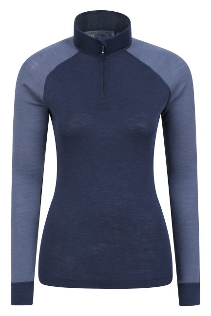 Merinowollen Top Met Rits Voor Dames Ii Fashion Navy Mountain Warehouse