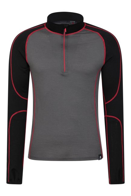 Mountain Warehouse Merk Asgard Iii Heren Merino Gewikkeld Top Zwart