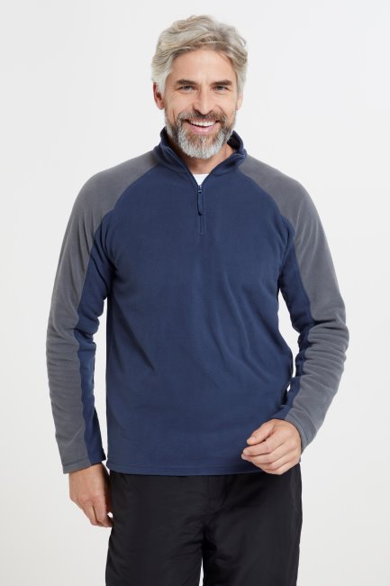 Ashbourne Ii Heren Fleece Met Halve Rits Mountain Warehouse Nieuw Donkerblauw
