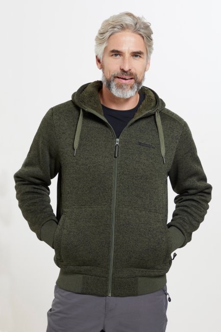 Dark-khaki Mountain Warehouse Collectie Nevis Ii Heren Hoodie Met Voering Van Bont