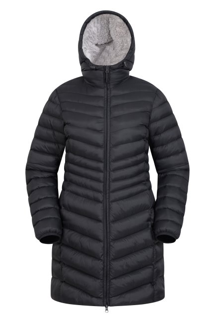 Gitzwarte Florence Gewatteerde Damesjas Met Voering Van Bont, Collectie Mountain Warehouse