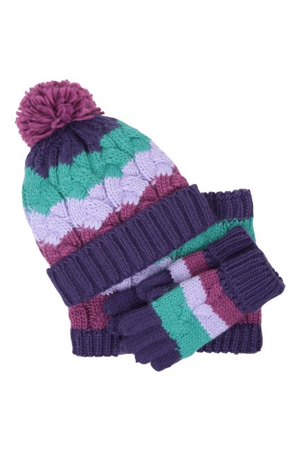 Paarse Grof Uitgebreide Winteraccessoires Voor Kinderen Mountain Warehouse Best
