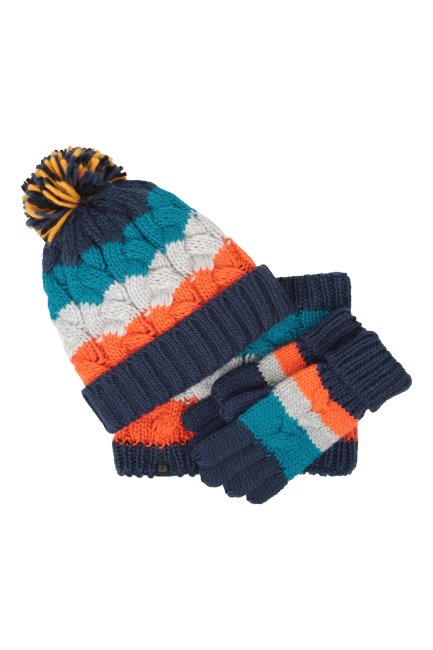 Fashion Grof Uitgebreide Kinder Winteraccessoires Set Mountain Warehouse Navy