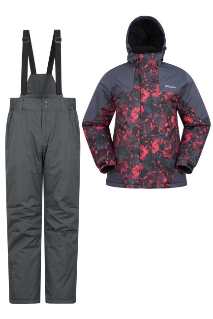 Mountain Warehouse Brand Heren Ski-jas En Broek Set Met Print Donkergrijs