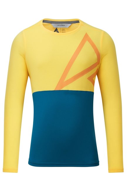Beste Geel-blauwe Spark Kids Trail Jersey Met Lange Mouwen Mountain Warehouse