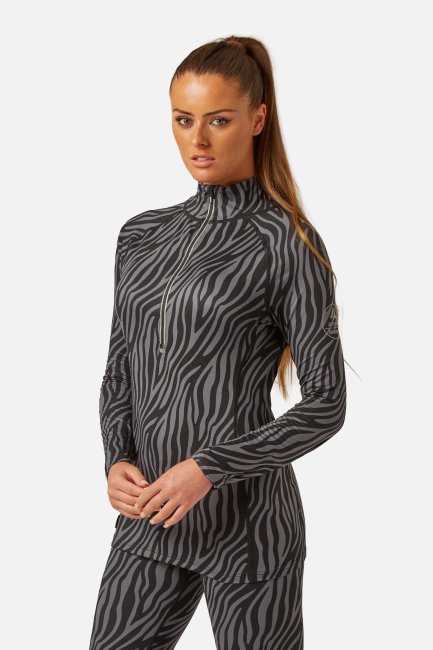 Brands Mountain Warehouse Black-zebra Carbondri® Behaaglijke Basislaag Met Ritssluiting Voor Dames